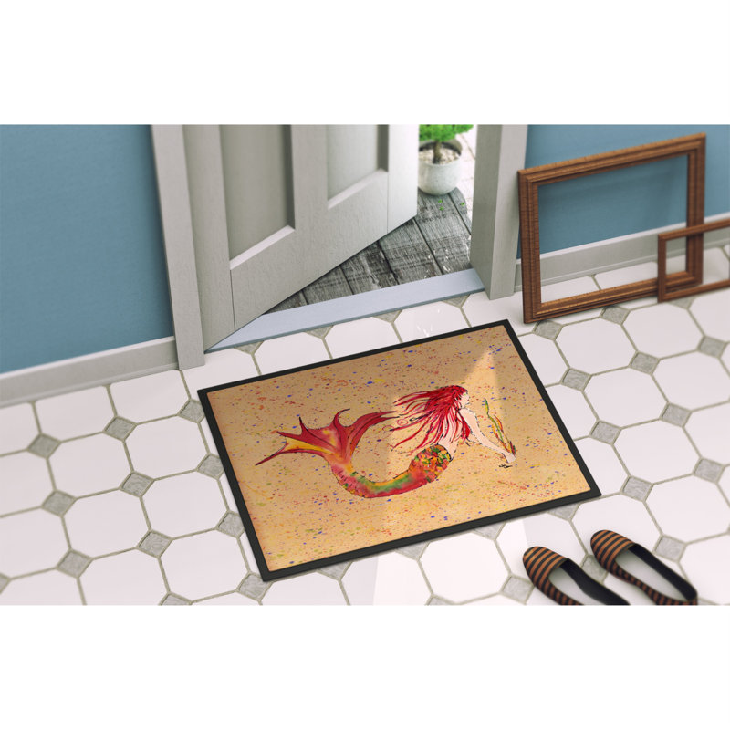 Paillasson d’intérieur antidérapant Gabriele Mermaid, Rectangle 1 pi 6 po x 2 pi 3 po