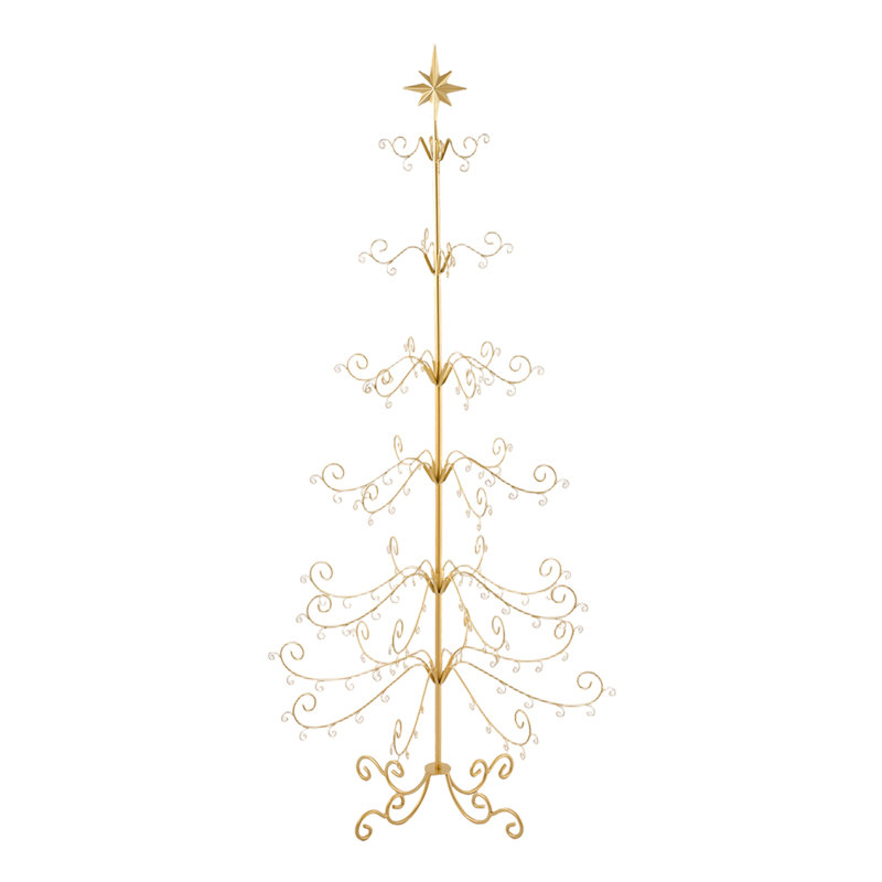 Iron Artificial Tree Stand For Max. Tree Height Under 6 Ft., Gold, 180 cm H x 92 cm W x 92 cm D