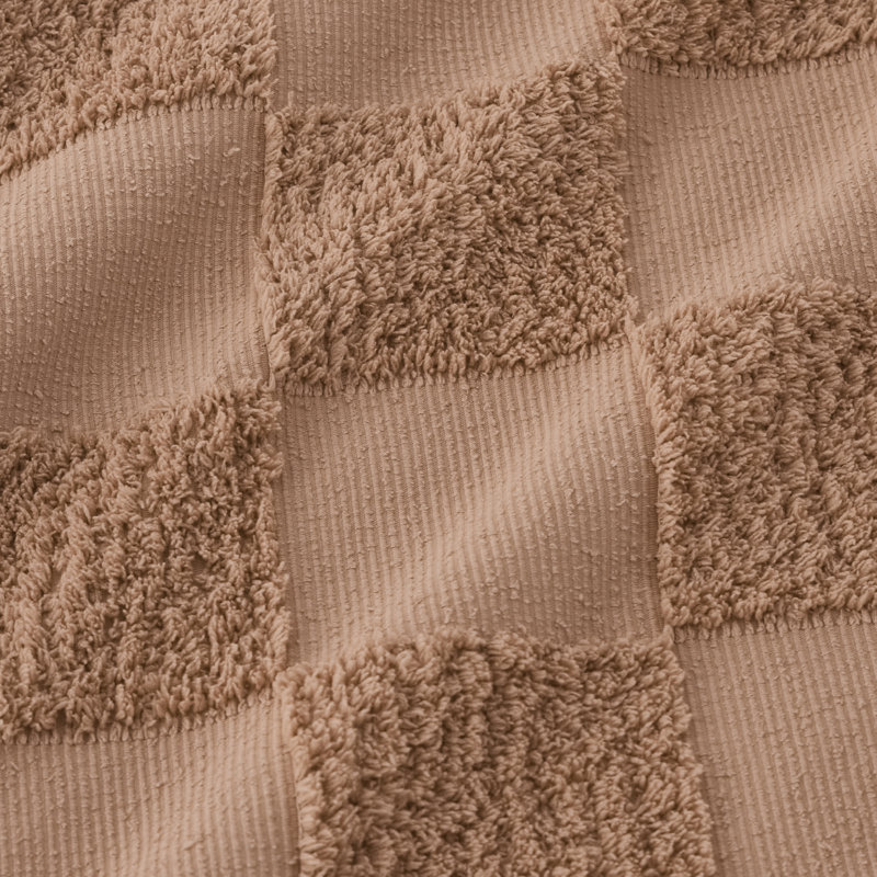 Ensemble d'édredon pour lit ferme à carreaux touffeté Boho, 230GSM, Édredon très grand lit californien + 2 taies dé, Taupe