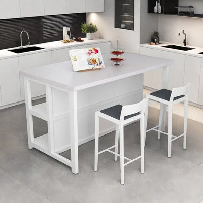 59.06-Inch Kitchen Island with Marble Countertop and Ample Storage by Artistic Soul XKX Premium Furniture