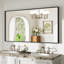Miroir de meuble-lavabo avec cadre en alliage d'aluminium noir mat et verre trempé HD idéal pour la salle de bain, le vestibule et le salon-1253718635-1271945468