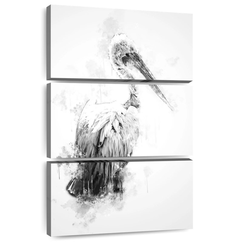 Pélican Brampt noir et blanc, H 32 po x l 20 po