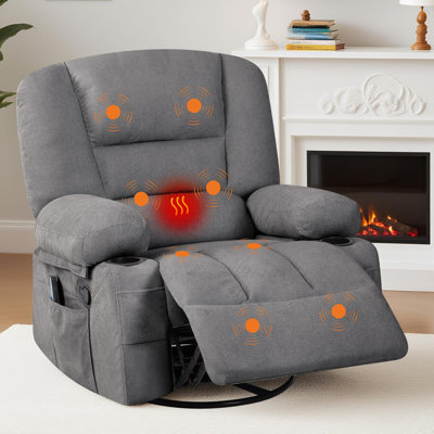 Fauteuil inclinable pivotant à 360 ° avec massage et chauffage par vibration, canapé très large pour le salon / la chambre à coucher