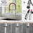 Modern Faucet Stylish Capri One-Handle Stainless Steel with Spout Hose Pull Out Dual Mode Kitchen Sink Faucet-57987004