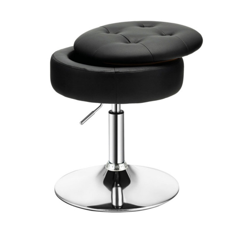 Adjustable 360° Swivel Storage Vanity Stool with Removable Tray