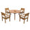 5 Seats 6 Pcs Grade-A Teak Wood Dining Set: 48" Round Table And 5 Veranda Arm Chairs #01Vr0206