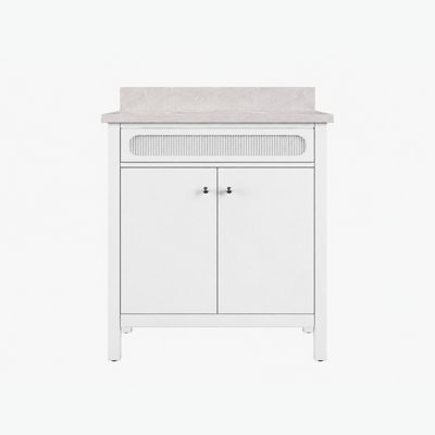 Selvaro 30"W x 21"D Glacier Vanity and Velisse Plume Vanity Top with Rectangular Undermount Single Bowl