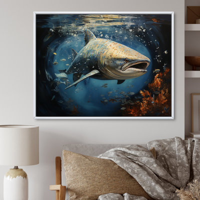 Requin gris, bleu, élégance II - imprimé