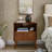 Mid-Century Modern Fluted Nightstand With USB Ports, Charging Station, Storage Drawer And Solid Wood Legs