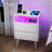 Modern Nightstands (Set Of 2) With Charging Station, LED Light, And Fabric Drawers | Gift Idea-1565963891
