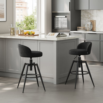 Swivel Upholstered Bar Stool with Iron Frame
