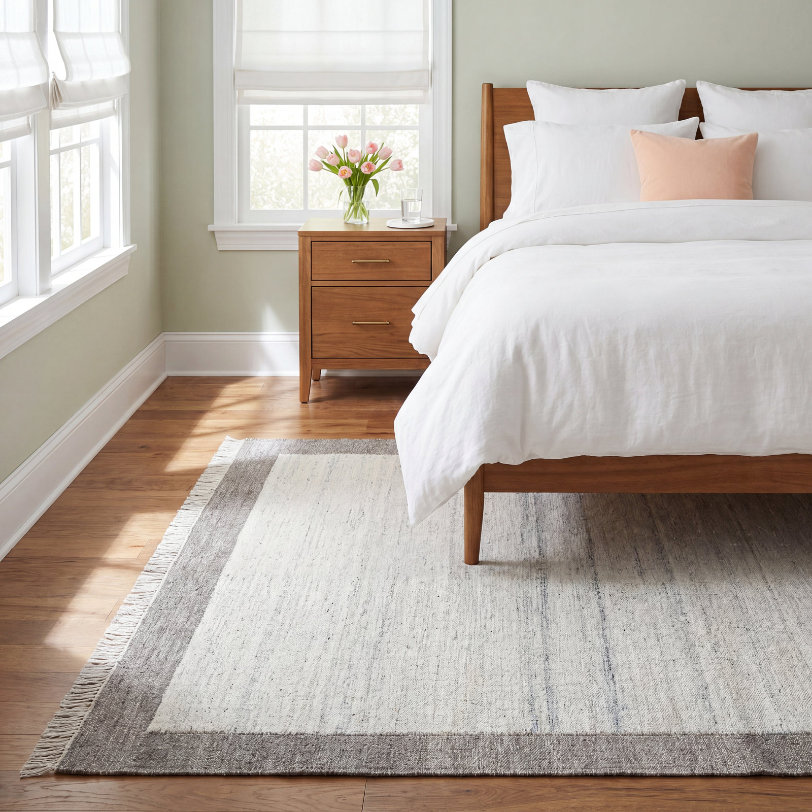 Kaylee Gray Ivory Hand-Tufted Wool Rug, Rectangle 6' x 9'