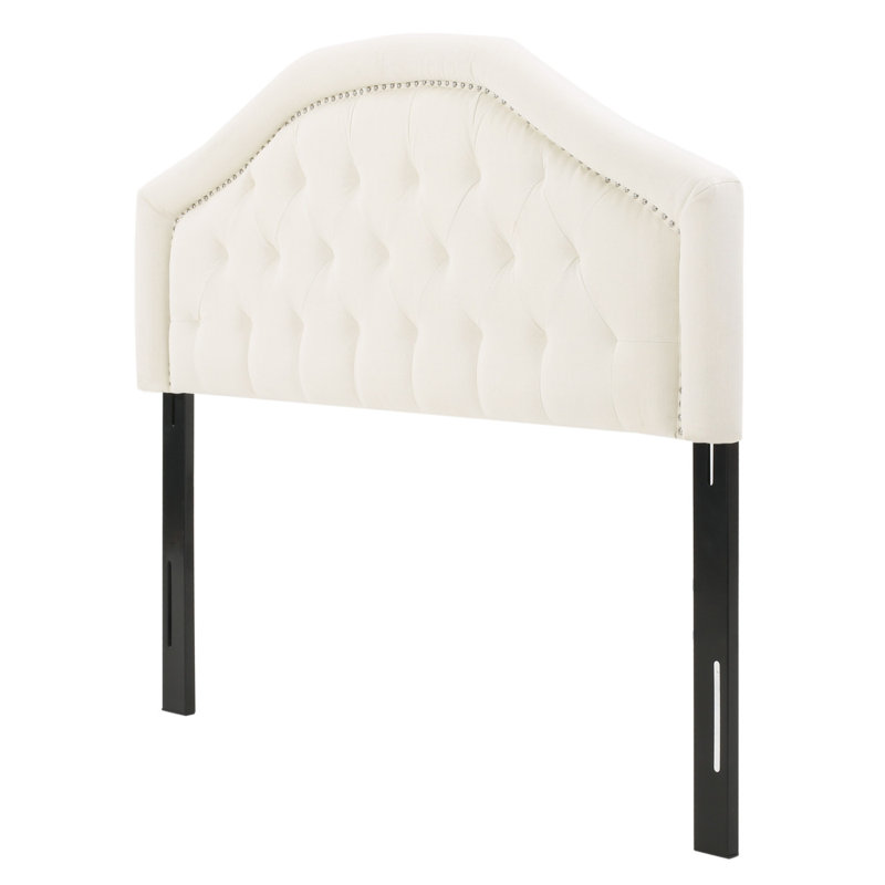 Tufted Upholstered Headboard Queen Size, Solid Wood Head Board With Durable Metal Legs, Adjustable Height Queen Headboard With Nailhead Trim In Bedroom