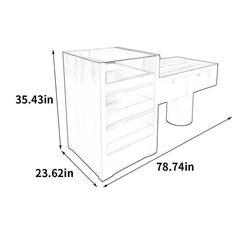 Armoire pour îlot central Minimalist Premium, H 35,43 po x l 78,74 po x P 23,62 po