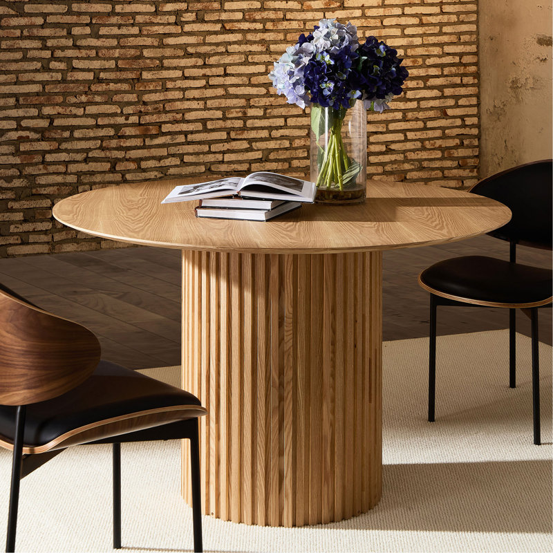 Table de salle à manger 46,45 pouces en panneau de fibres à densité moyenne pour salle à manger, Chêne