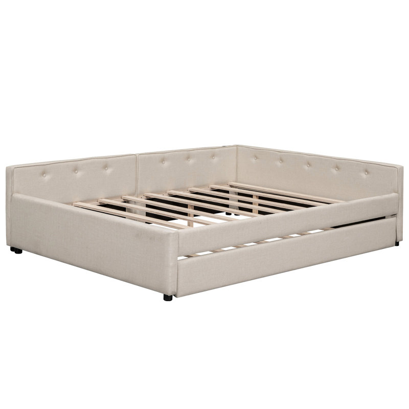 Upholstered Platform Bed With USB And Trundle
