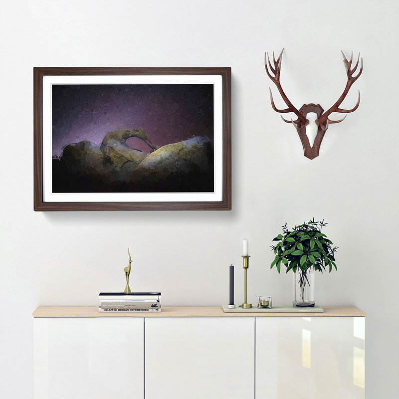 Stars over the Rock - Picture Frame Graphic Art Print, 36cm H x 48cm W x 2cm D, Walnut Framed