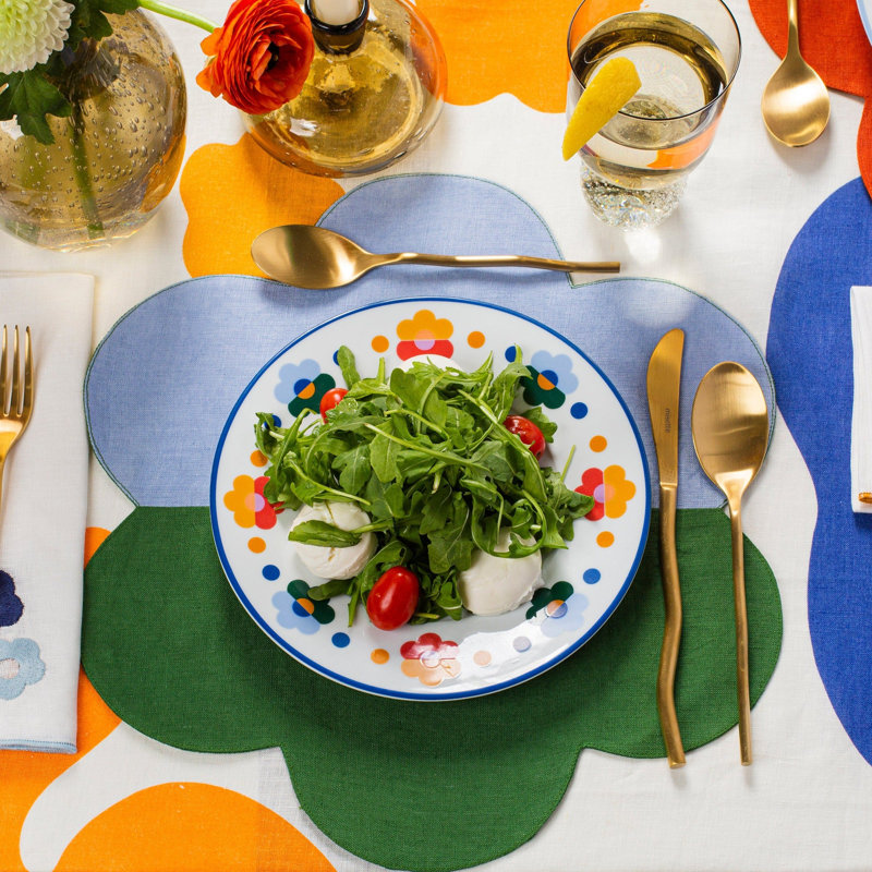 Floral Linen Patchwork Placemats in Blue/Green