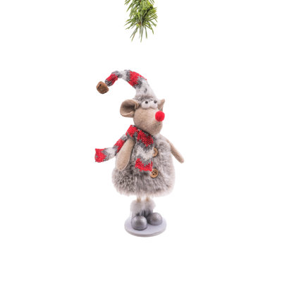 Souris douillette en tissu gris