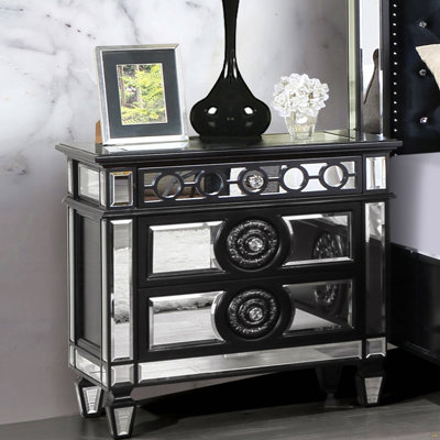 Nightstand With 2 Drawers Wooden Furniture 1Pc