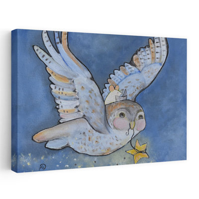 Owl'S Starry Flight Contemporary Bird Owl Animal Forest Wall Art Print