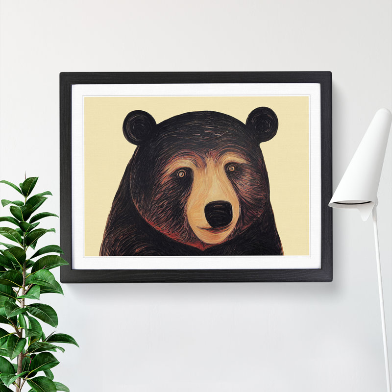 Vintage Bear Abstract - Framed Print, Black, 25cm H x 34cm W x 2cm D
