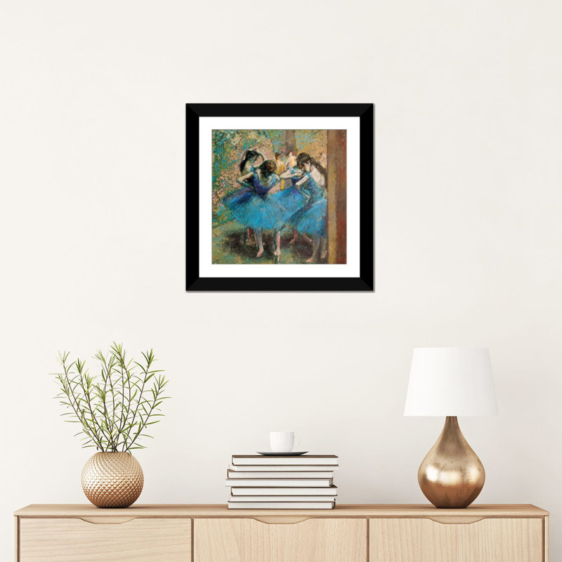"danseurs en bleu, 1890" par edgar degas, impression sur toile, H 24 po x l 24 po x P 1 po, Papier d'art encadré noir, Blanc
