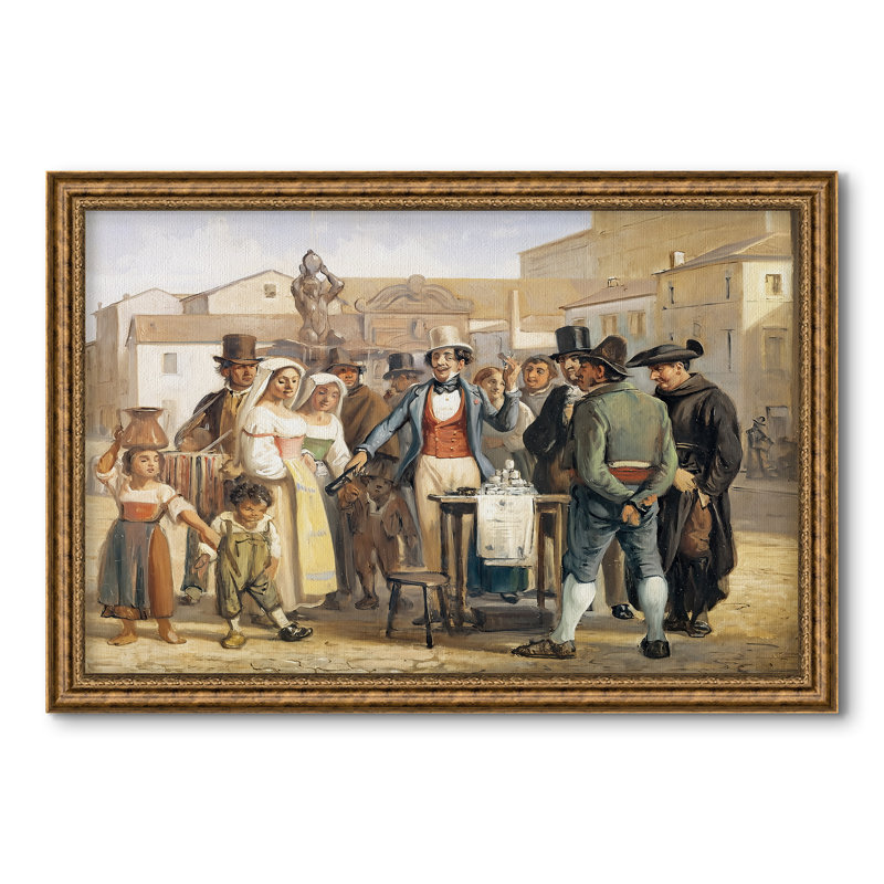 Un Charlatan vendant du noir à la place Barberini à Rome, v. 1840-1849-Wilhelm Marstrand-Toile encadrée sur mesure