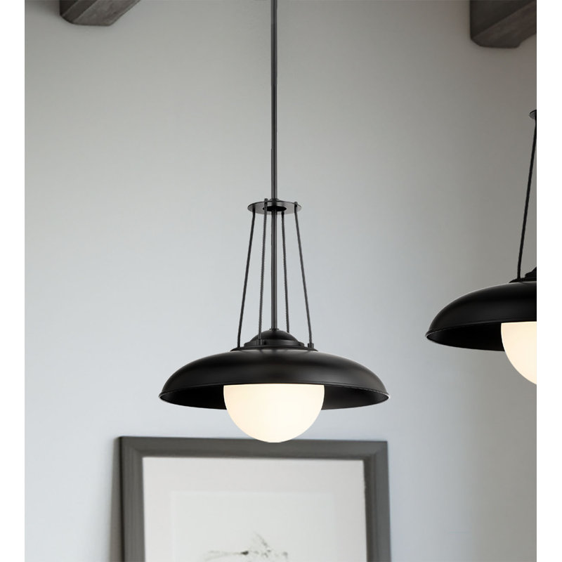 Luminaire suspendu en forme de dôme à 1 lumière Exton, H 19,63 po x l 18,13 po x P 18,13 po