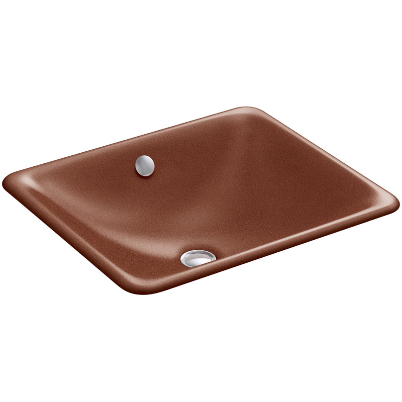 Iron Plains Metal Rectangular Undermount Bathroom Sink with Overflow, Brown
