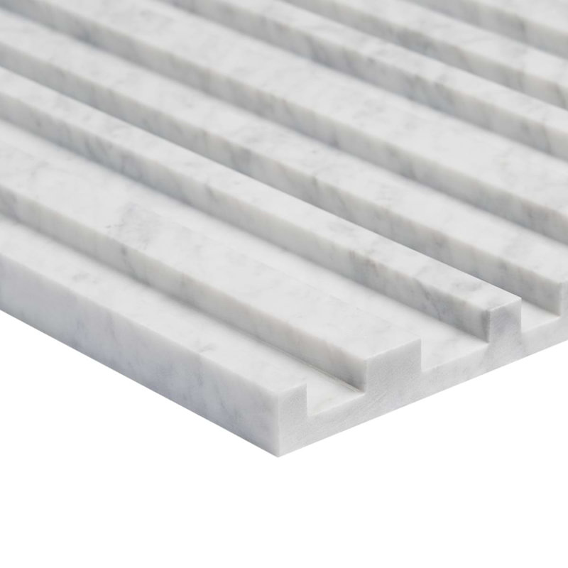 Stonework Carrara White 12x24 Marble Tile, Barcode 3D Polished/Honed