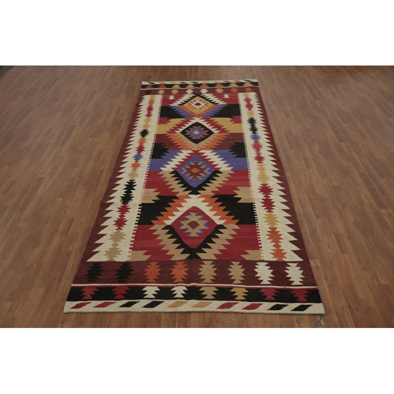 Tapis kilim Southwest Style 5 x 12 avec motifs géométriques audacieux
