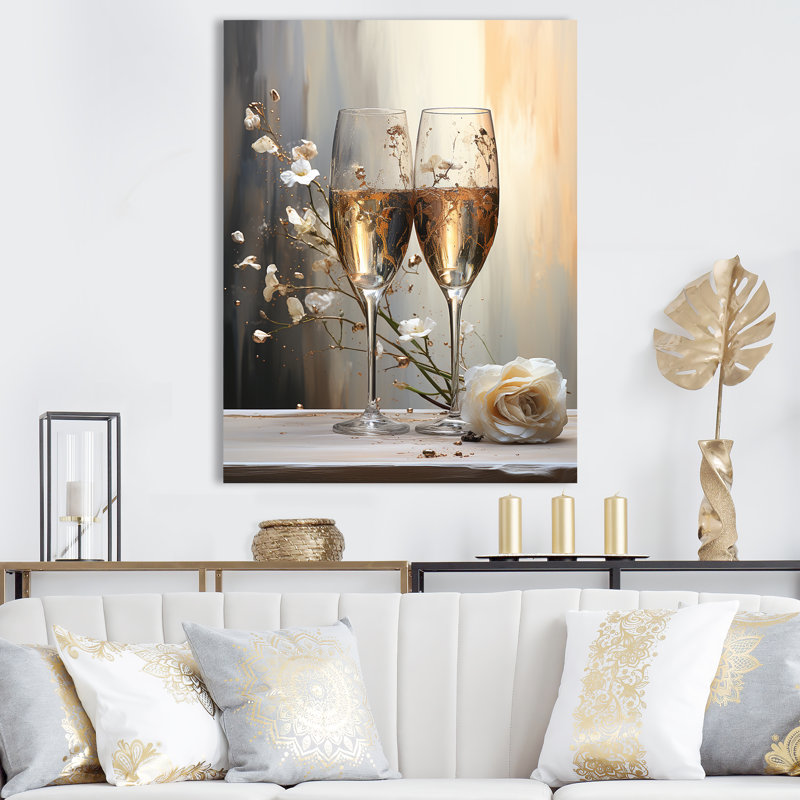 Champagne Flute Fantasies II sur toile, Toile tendue, H 32 po x l 16 po x P 1 po