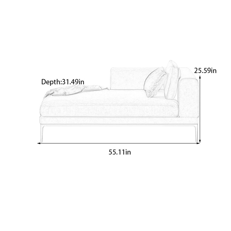 Chaise longue en coton et lin éponge, Face à la droite