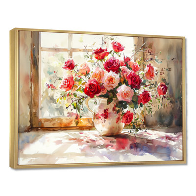 «Summer Rose Delight Bouquet At The Farm II - Roses», reproduction sur toile encadrée