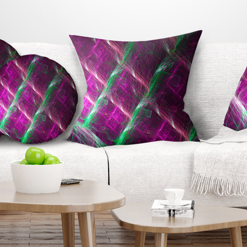 Gril en métal mauve fractal - coussin imprimé abstrait, 16 po x 1 po, Coussin décoratif