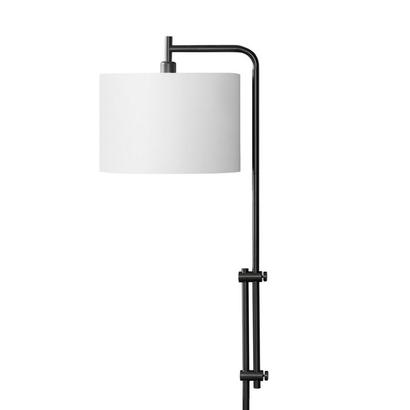 Lampe sur pied Polo, conception arquée, 64 po, structure en métal, abat-jour ivoire, Noir, noir, noir, noir
