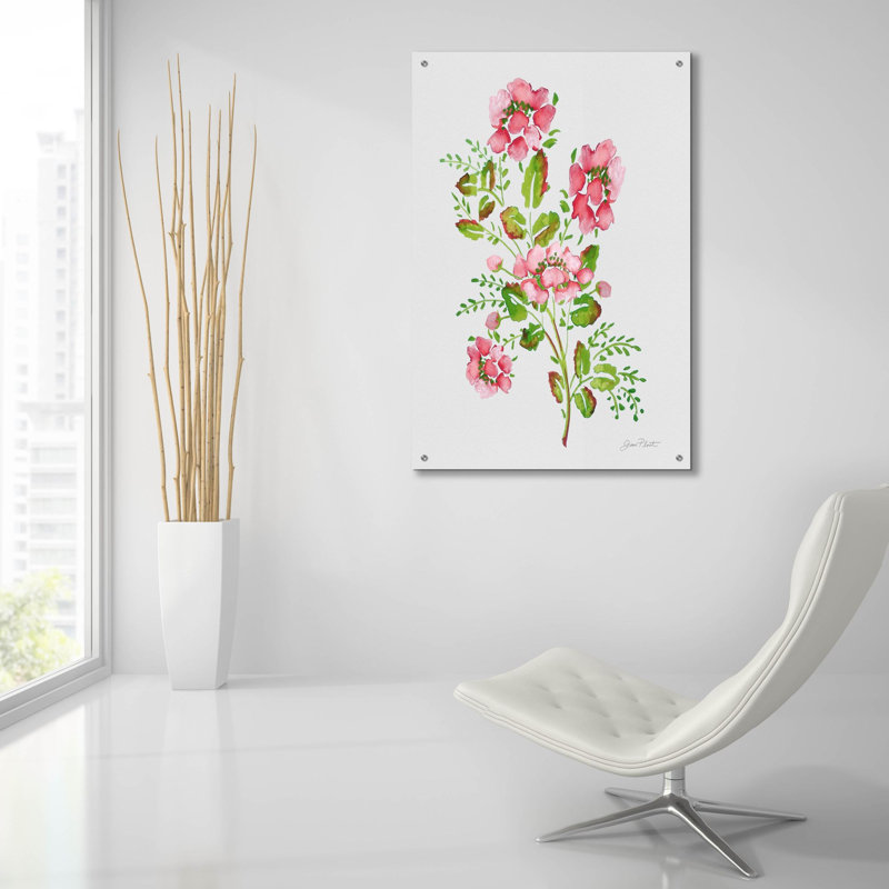 «Wild Rose Pink 2» par Jean Plout, art mural en verre acrylique, H 36 po x l 24 po x P 0,2 po