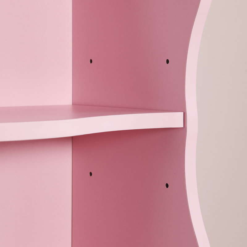 71" H With Wavy Border Design 8-Tier Ultra-Thin Double-Decker Multimedia Storage, With Multi-Functional Adjustable Shelves High And Narrow Display Bookcase