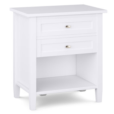 Warm Shaker 24"W Solid Wood Transitional Nightstand With Drawers And Open Shelf