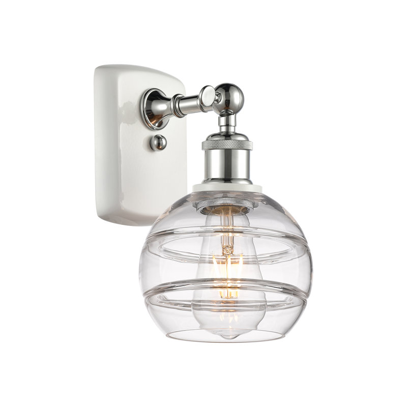 Applique murale 1 lumière Ballston Bienes, Transparent, H 8,88 po x l 5,88 po x P 7,06 po, Chrome poli blanc