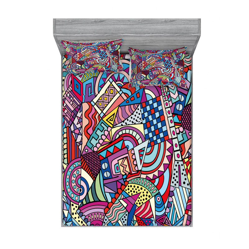Psychedelic Microfiber Sheet Set, Full Sheet Set + Fitted Sheet + 2 Pillowcases