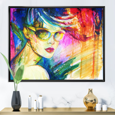 Portrait de femme colorée Fashionista VI - décoration murale sur toile glam