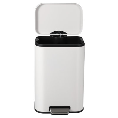 5.3 Gallon Stainless Steel Recycling Trash Can, Step-On Soft Close Waste Bin with Removable Inner Bucket, White, 12.8 x 10.6 x 18.6 Inch