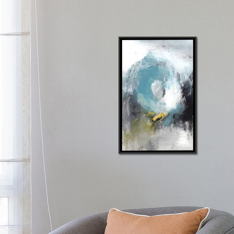 « aquamarine ii », impression sur toile, H 26 po x l 18 po x P 1,5 po, Toile avec cadre noir, Pas de tapis
