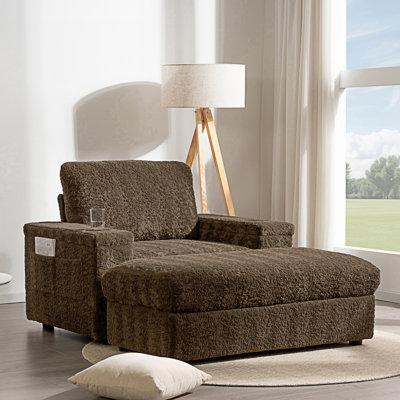 Chaise longue surdimensionnée, canapé-lit avec repose-pieds avec rangement et accoudoirs