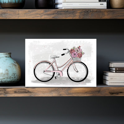 Charmante bicyclette rose, impression de fleur romantique moderne colorée