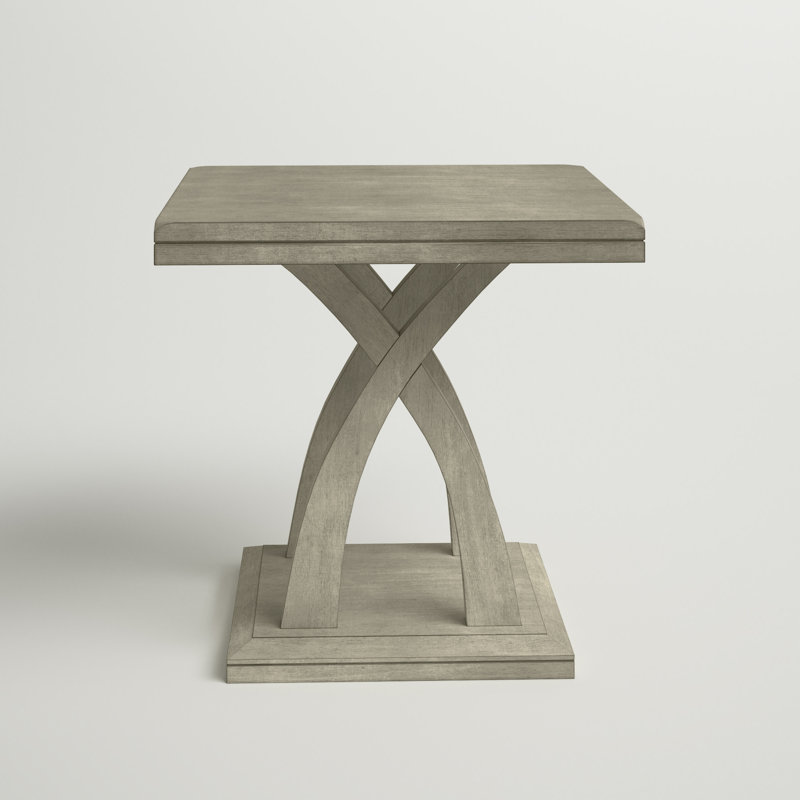 Almeta Solid Wood Top End Table, Light Gray