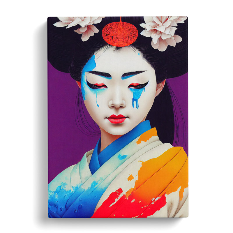 Geisha Splashed Paint No.4 - Wrapped Canvas, 60cm H x 40cm W x 3cm D