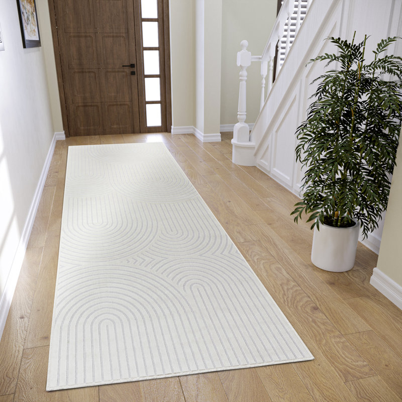 Machine Woven Cream Indoor Rug, Runner 80 x 200cm